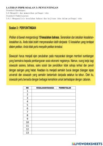 Latihan Soalan Penyuntingan