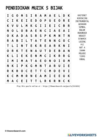 Pend muzik : wordsearch