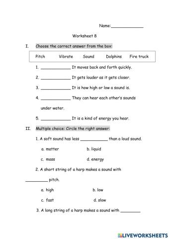 Worksheet 8