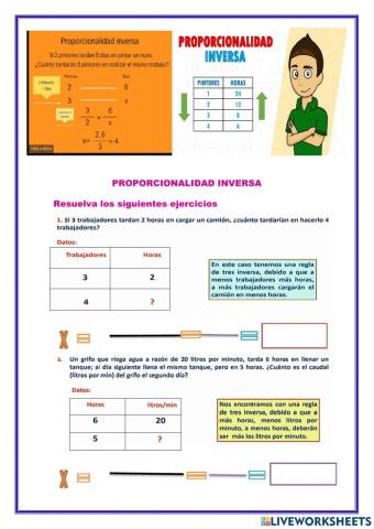 Problemas de Proporcionalidad inversa