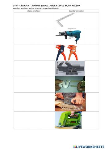 2.1.6 membuat senarai bahan & peralatan