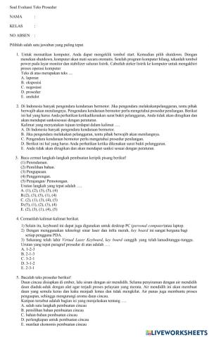 Soal evaluasi teks prosedur