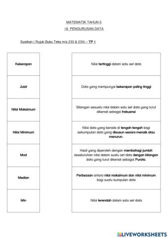 Definisi mod, median, min, julat