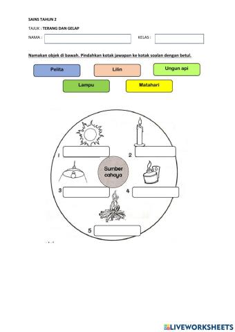 Sains tahun 2: terang dan gelap