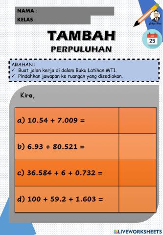 Tambah perpuluhan