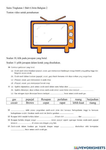Sains tingkatan 1 bab 6 jirim