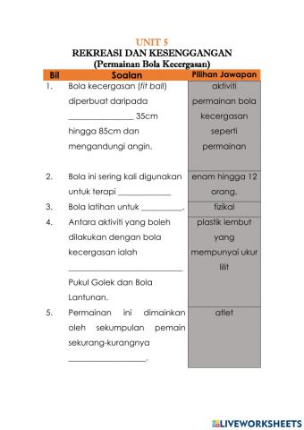 Bola Kecergasan PJPK Ting 5