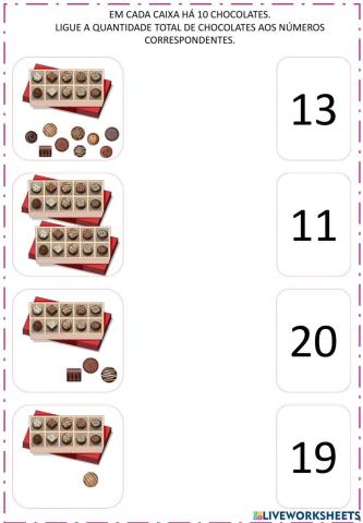 Ligue às quantidades (chocolates)