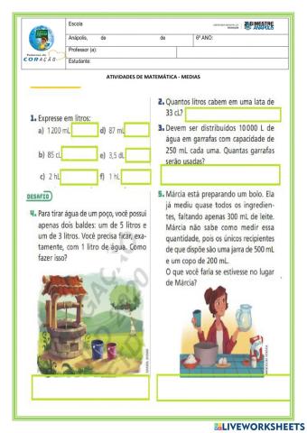 Transformação das unidades de medida de capacidade