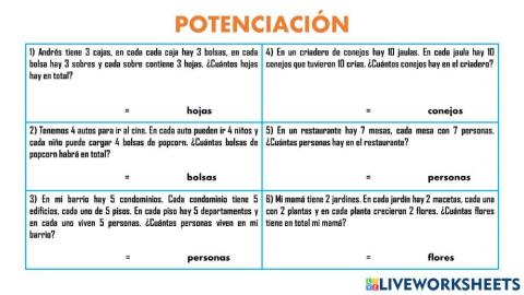 Problemas de potenciación