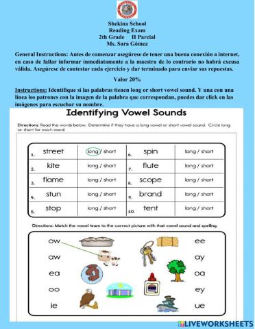 phonics and spelling exam