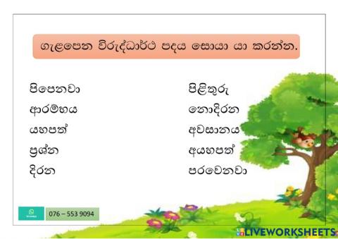 විරුද්ධාර්ථ පද