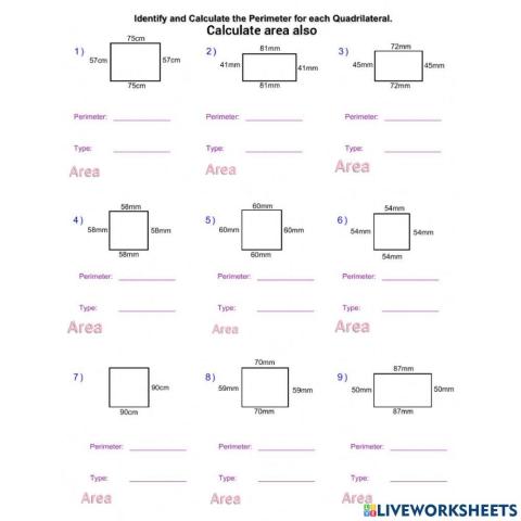 Perimeter and Area of Square and Rectangle