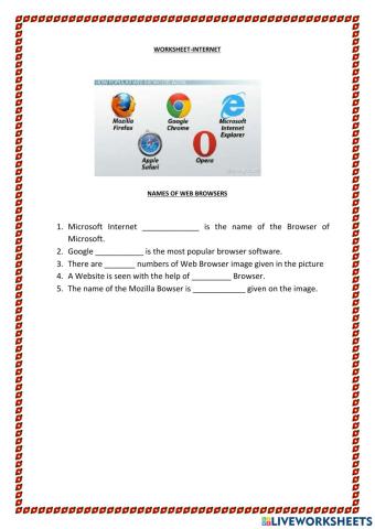 Worksheet internet