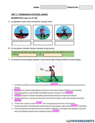 Unit 3 : Badminton