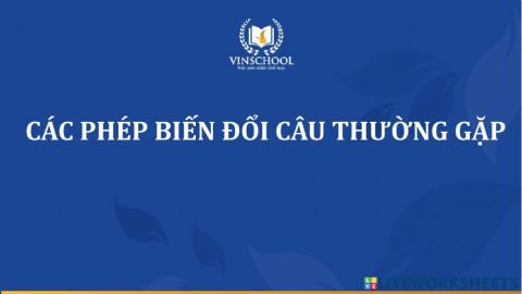 CÁC PHÉP BIẾN ĐỔI CÂU THƯỜNG GẶP