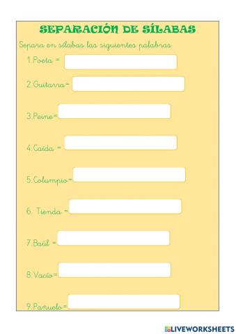 Separación de sílabas