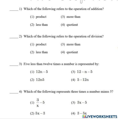 Algebraic Expressions