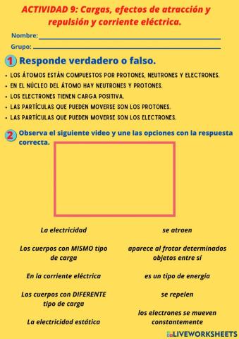 Cargas y efectos de atracción y repulsión