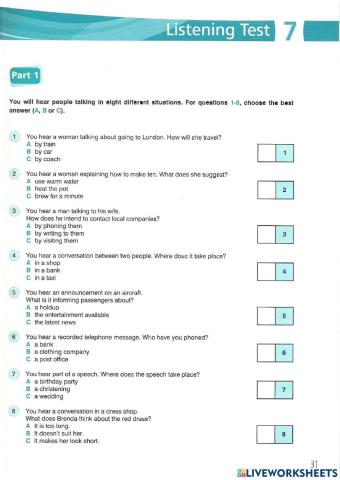 FCE(1) Listening Test - 7, 8