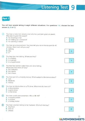 FCE(1) Listening Test - 9, 10