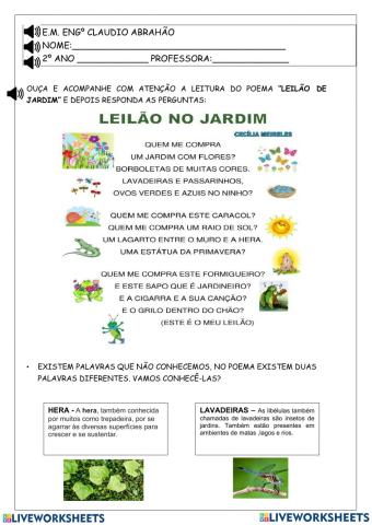 Poema: o jardim  de leilão