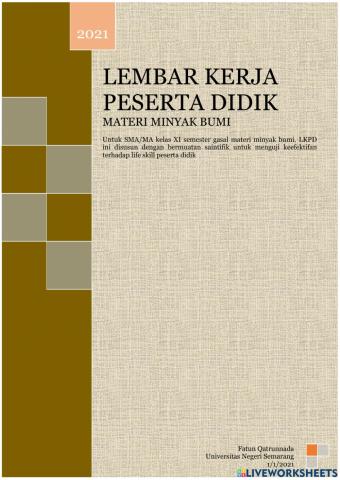 LKPD Kimia Materi Minyak Bumi