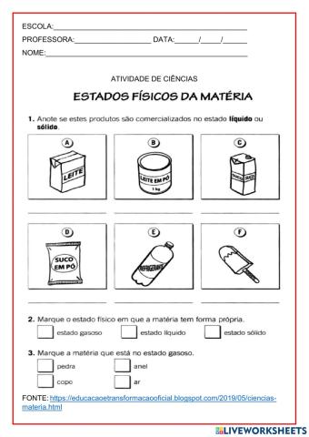 Estados das Matérias