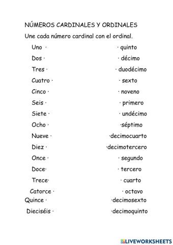 Números ordinales y cardinales