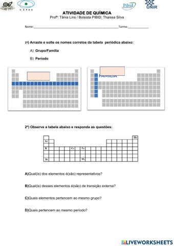 Folinha sobre tabela periodica