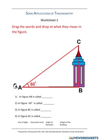 Terms appln of trigonometry