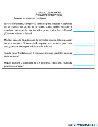 Problemas con multiplicaciones