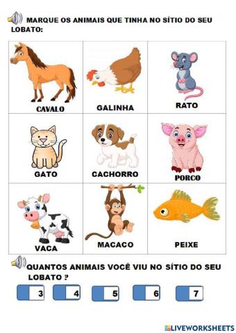 ANIMAIS DO SÍTIO DO SEU LOBATO. 