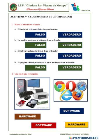 Acitividad 9. Componentes de un ordenador.