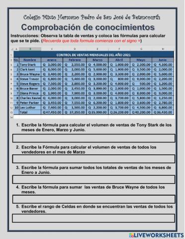 Formulas de Excel