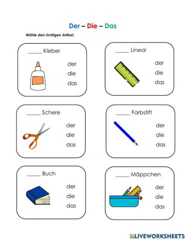 Schulsachen- Artikel