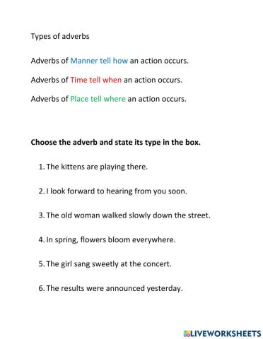 Types of Adverbs