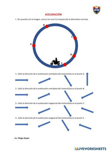 Aceleración centrípeta y tangencial