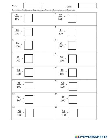 COnvert fraction to percentage