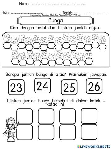 Kemahiran Nombor 1-25 (Bunga)