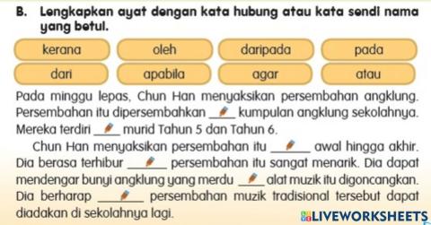 Unit 12:  Latihan Penilaian Kata Sendi Nama