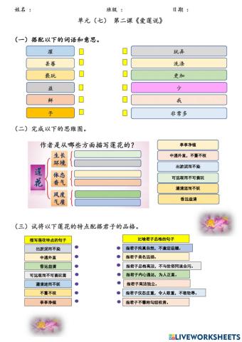 中二单元7.2《爱莲说》2