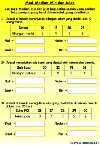 Mod, median, julat dan min