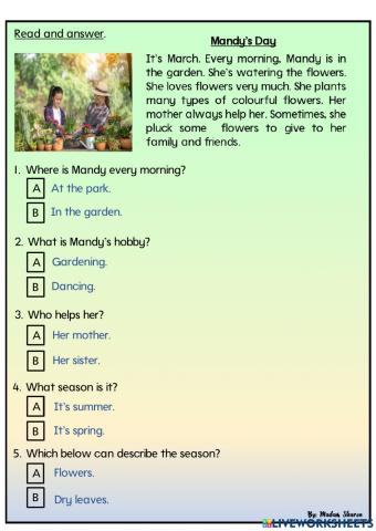 Comprehension Activity : Mandy's Day