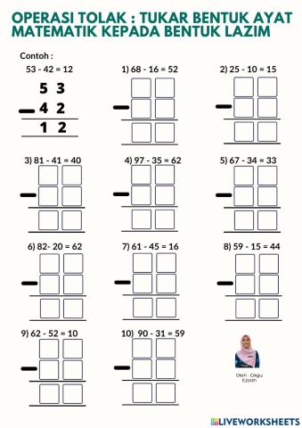 Menukar ayat Matematik kepada bentuk lazim