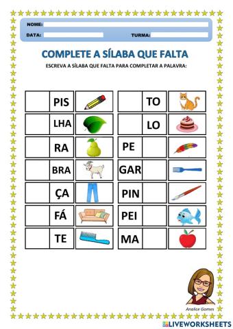 Complete a Sílaba que Falta