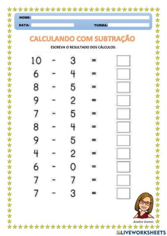 Calculando Com Subtração