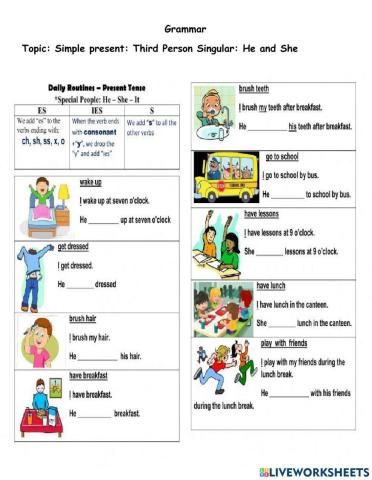 third person singular simple present