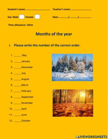 Months of the year