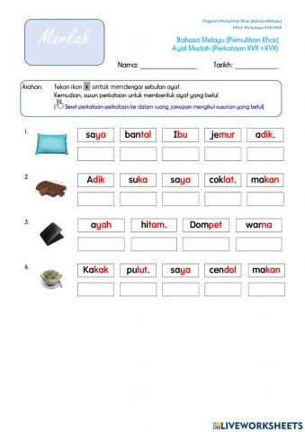 Perkataan KVK+KVK (Ayat Mudah)